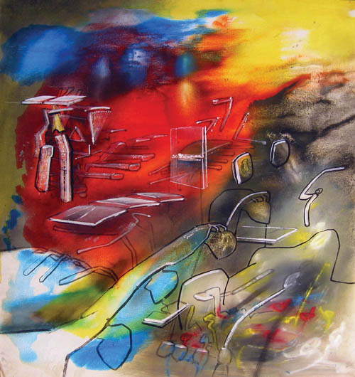 Roberto Matta - Trois Voix Dans Une - 1976 oil on canvas